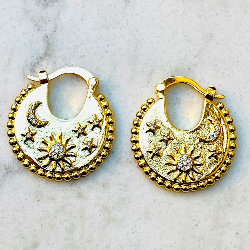 Celestial pave hoop earrings